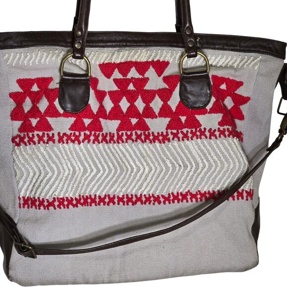 Noonday Collection Large Multicolor Textile Tote Bag Shoulder Strap 16x16x5 - Picture 2 of 5